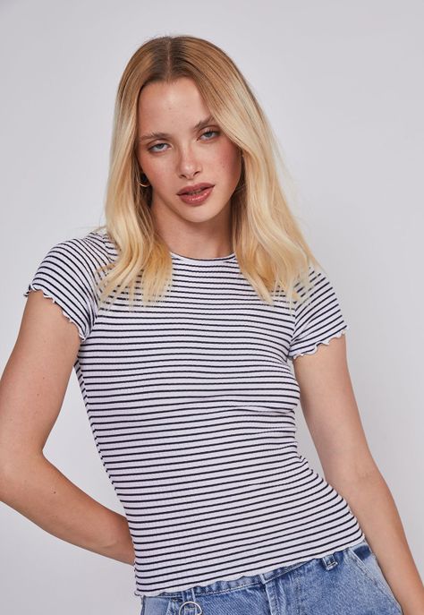 Polera Mujer Listada Rulet Negro Sioux-0