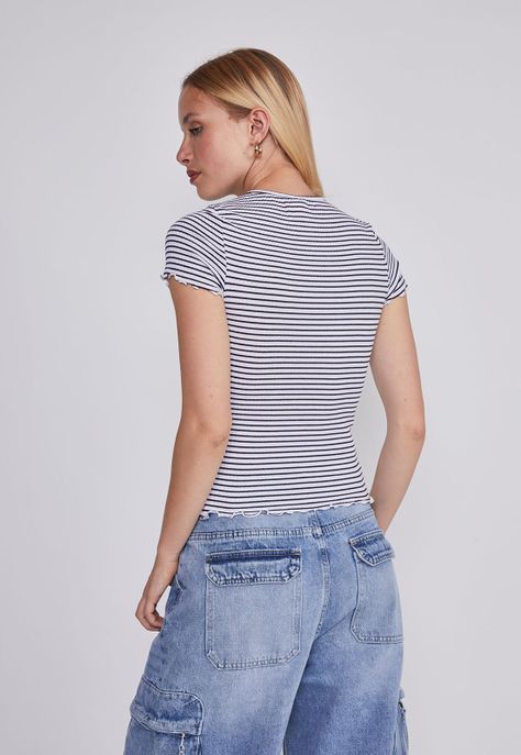 Polera Mujer Listada Rulet Negro Sioux-3