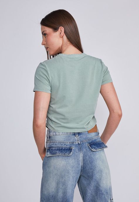 Polera Mujer Verde Cuello Redondo Lavado Sioux-1
