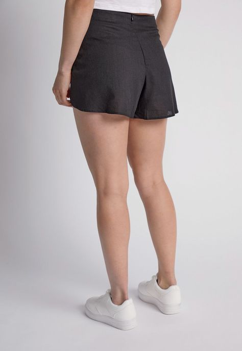 Short Mujer Lino Con Lazo Negro Sioux-2