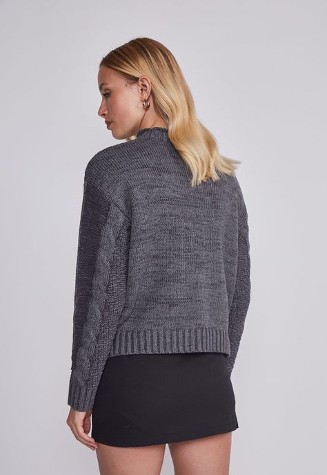 Sweater Mujer Trenzado Gris Sioux-3