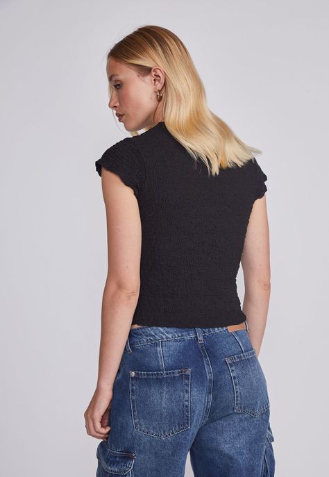 Polera Mujer Texturada Negro Sioux-3