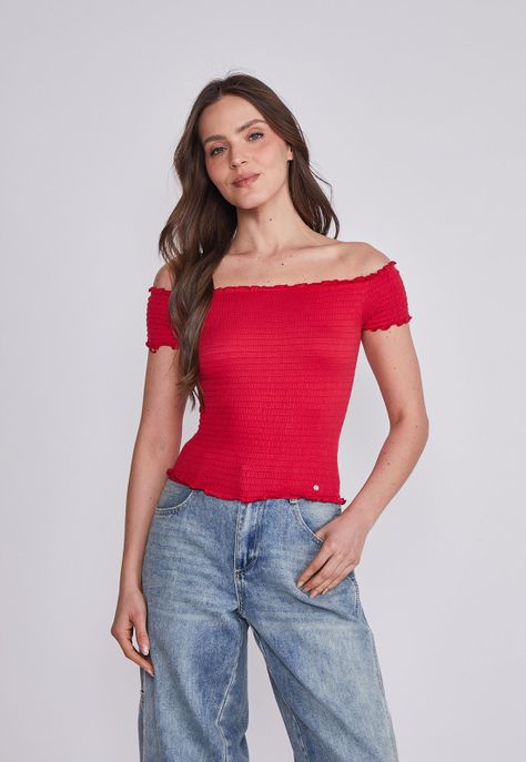 Polera Mujer Rojo Panal Sioux-0