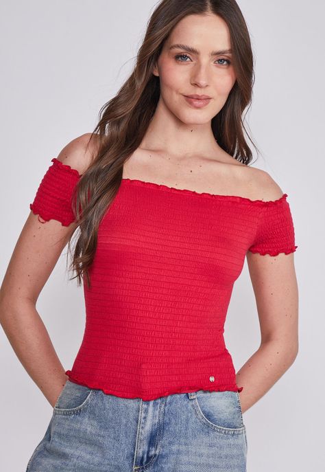 Polera Mujer Rojo Panal Sioux-2
