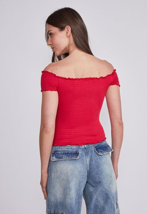 Polera Mujer Rojo Panal Sioux-3
