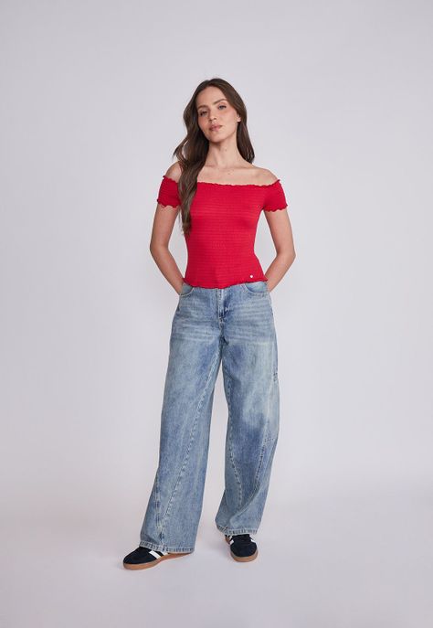 Polera Mujer Rojo Panal Sioux-4