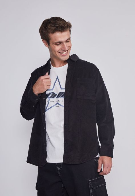 Camisa Hombre Cotele Azul Sioux-0