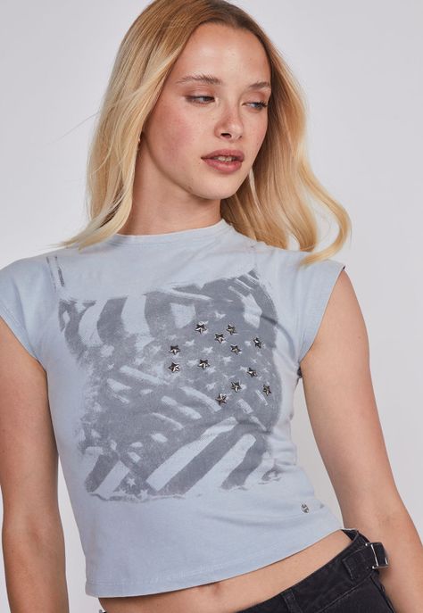 Polera Mujer Lavado Tachas Gris Sioux-1