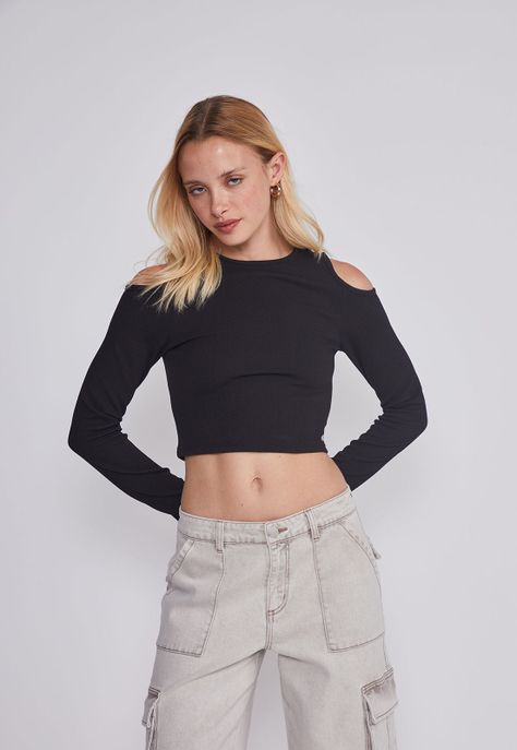 Polera Mujer Hombros Negro Sioux-0