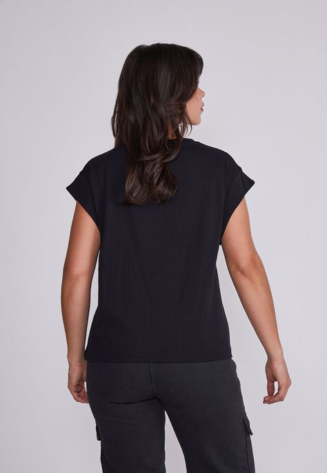 Polera Mujer Negro Corta Sin Mangas Sioux-2