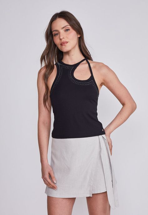 Peto Mujer Negro Asimetrico Sioux-3