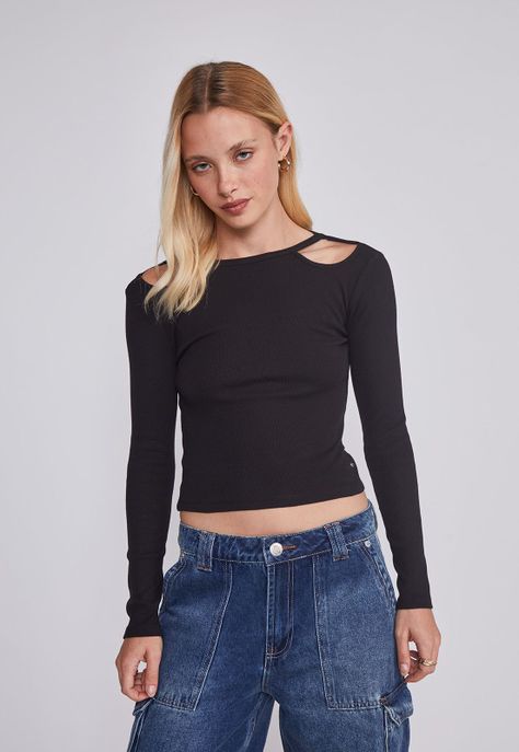 Polera Mujer Cut Out Negro Sioux-0