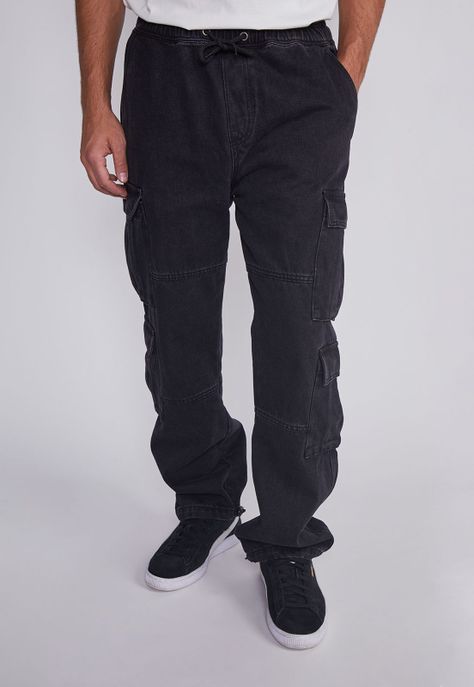 Jeans Hombre Multicargo Negro Sioux-0