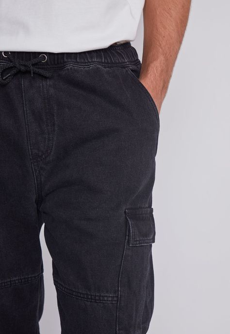 Jeans Hombre Multicargo Negro Sioux-1