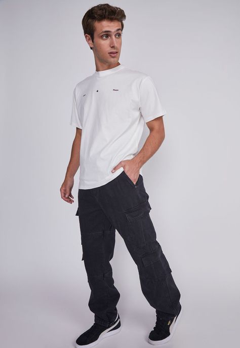 Jeans Hombre Multicargo Negro Sioux-2