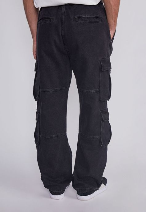 Jeans Hombre Multicargo Negro Sioux-3