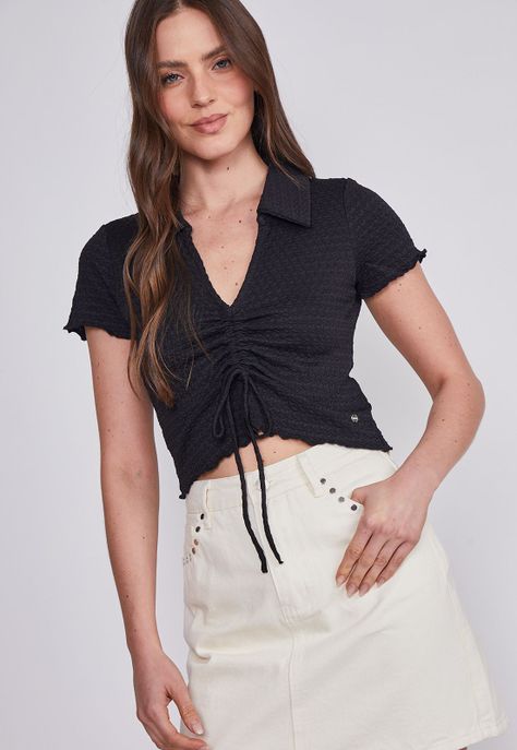 Polera Mujer Negro Cuello Textura Sioux-2
