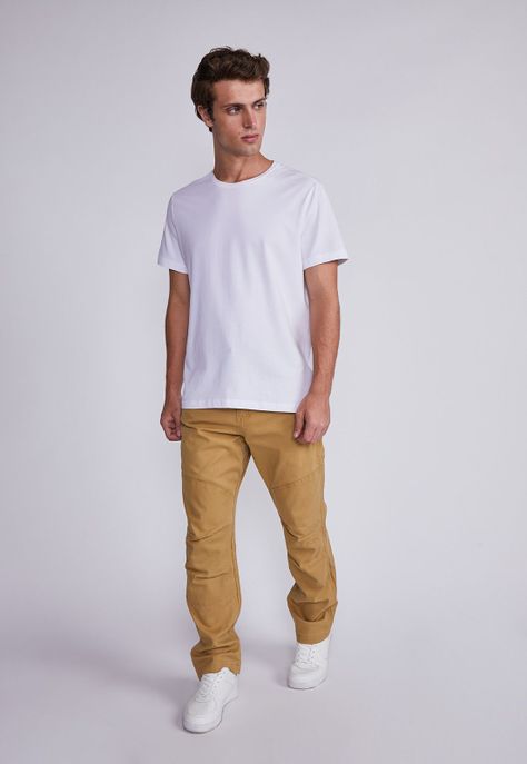 Pantalón Hombre Beige Elasticado Recto Sioux-3