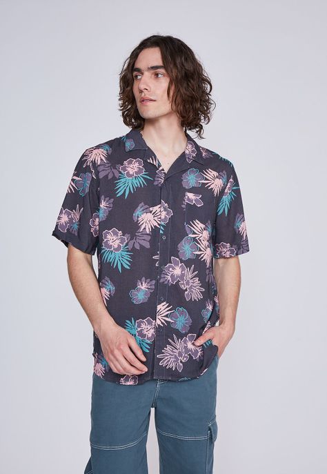 Camisa Hombre Flores Azul Sioux-0