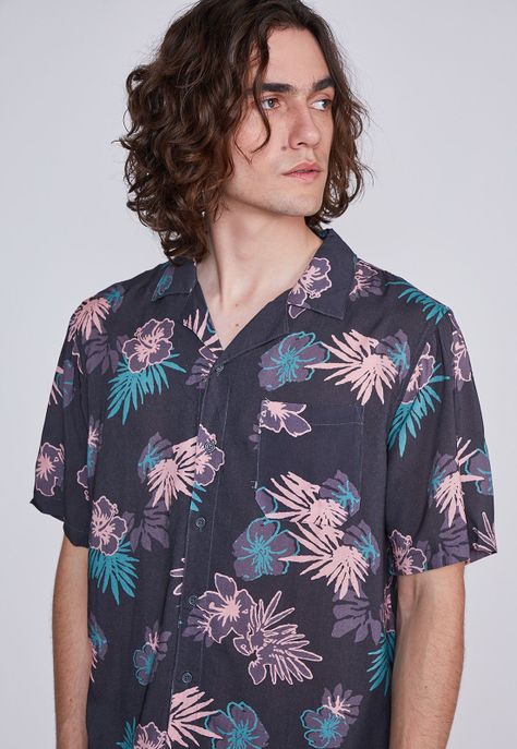 Camisa Hombre Flores Azul Sioux-1