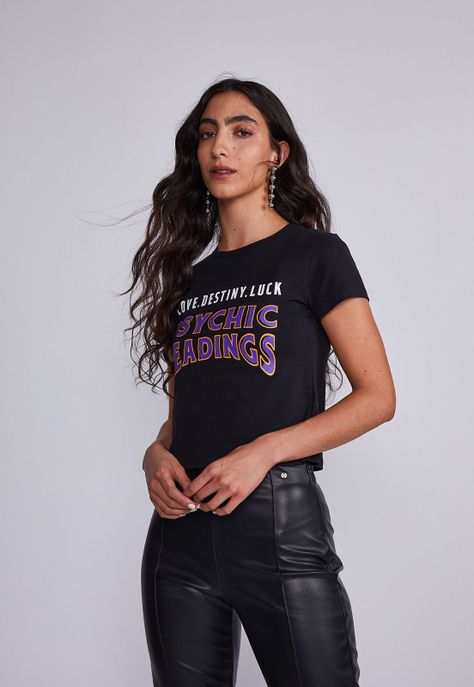 Polera Mujer Negro Psychic Readings Sioux-0