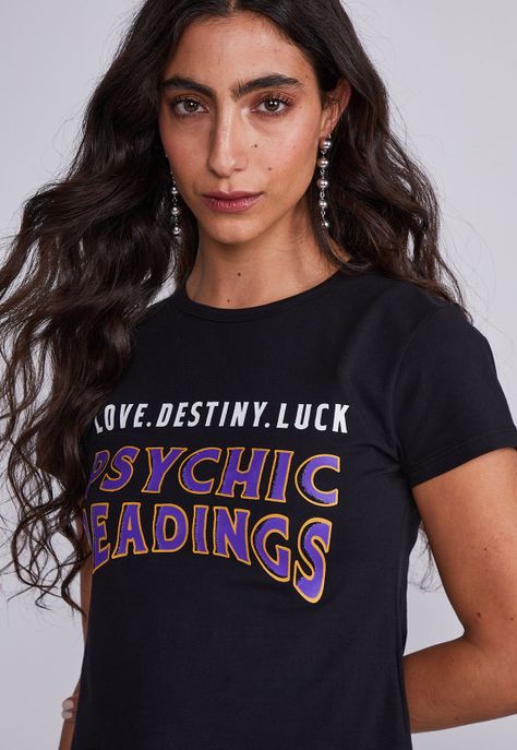 Polera Mujer Negro Psychic Readings Sioux-1