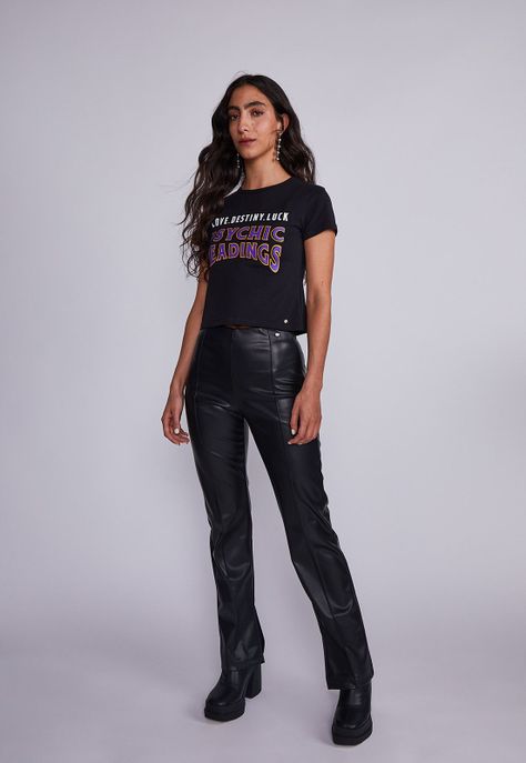 Polera Mujer Negro Psychic Readings Sioux-3