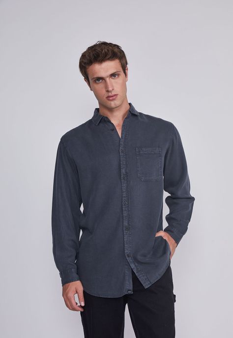 Camisa Hombre Lavada Azul Sioux-0