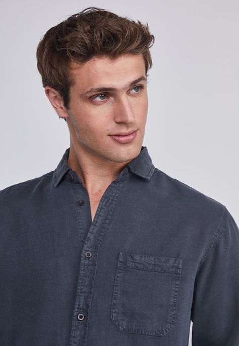 Camisa Hombre Lavada Azul Sioux-1
