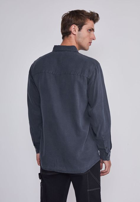 Camisa Hombre Lavada Azul Sioux-2