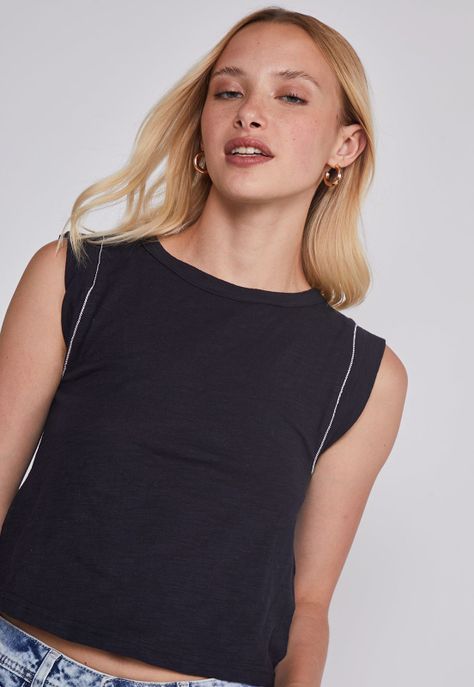 Polera Mujer Brillos Negro Sioux-1