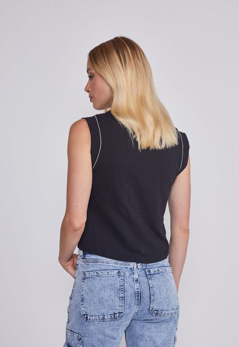 Polera Mujer Brillos Negro Sioux-2