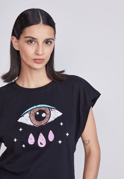 Polera Mujer Print Ojo Negro Sioux-1