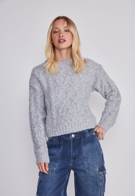 Sweater Mujer Trenzas Gris Sioux-0