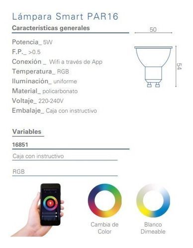 Ampolleta Smart Wifi Inteligente Dicroico Gu10 Google Alexa-3