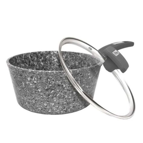 Olla /Con Mango Y Tapa Marmol Gris 20Cm-1