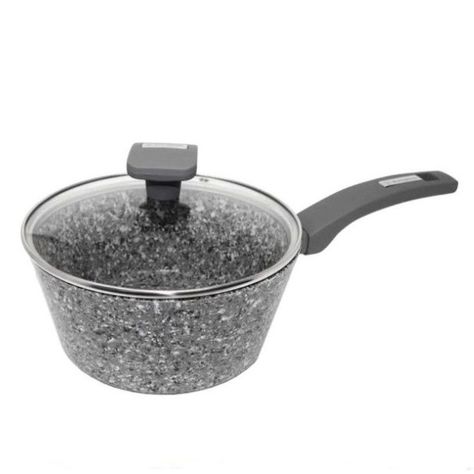 Olla /Con Mango Y Tapa Marmol Gris 20Cm-2
