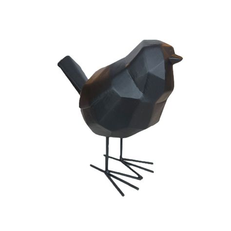Figura Pájaro Resina Negro Chucao Antico Home-0