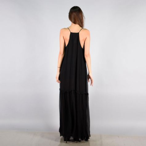 Vestido Largo Mujer Poliéster OB Negro L-3