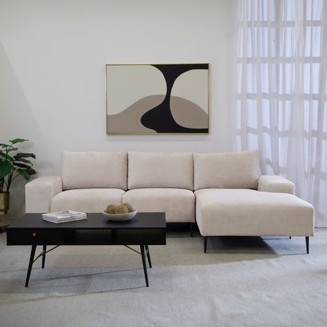 Sofá Seccional Derecho Moderno Beige Castelo KM2315RIV-2