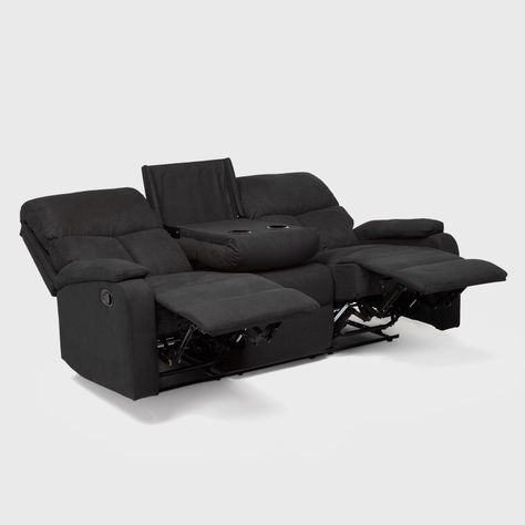  Living Sofá 3 Cuerpos Reclinable Matheus Negro + 2 Bergers VS8070BL-6