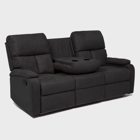  Living Sofá 3 Cuerpos Reclinable Matheus Negro + 2 Bergers VS8070BL-7