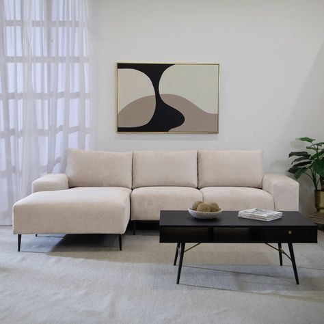 Sofá Seccional Izquierdo Moderno Beige Castelo KM2315LIV-2