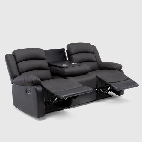 Sofá 3 Cuerpos Reclinable Moderno Negro Praga 8040SBK-4