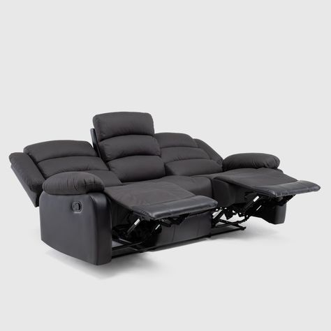 Sofá 3 Cuerpos Reclinable Moderno Negro Praga 8040SBK-5