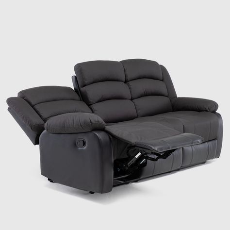 Sofá 3 Cuerpos Reclinable Moderno Negro Praga 8040SBK-6