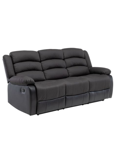 Sofá 3 Cuerpos Reclinable Moderno Negro Praga 8040SBK-0