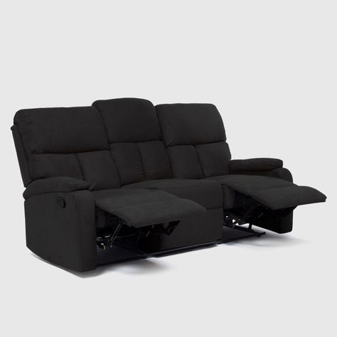  Sofá 3 Cuerpos Reclinable Negro Moderno Matheus VS8070SBL-3