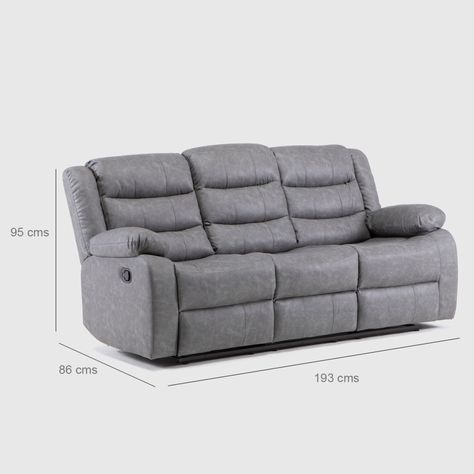 Sofá Gris Reclinable 3 Cuerpos Moderno Roma KM060SGR-3
