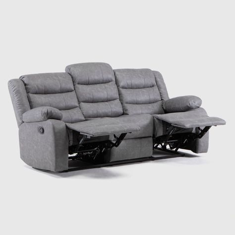 Sofá Gris Reclinable 3 Cuerpos Moderno Roma KM060SGR-4